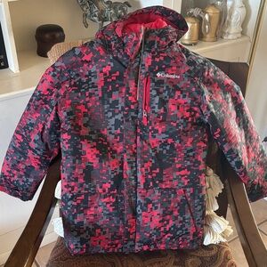 Columbia Kids Pixel Pattern Puffer - Red and Black